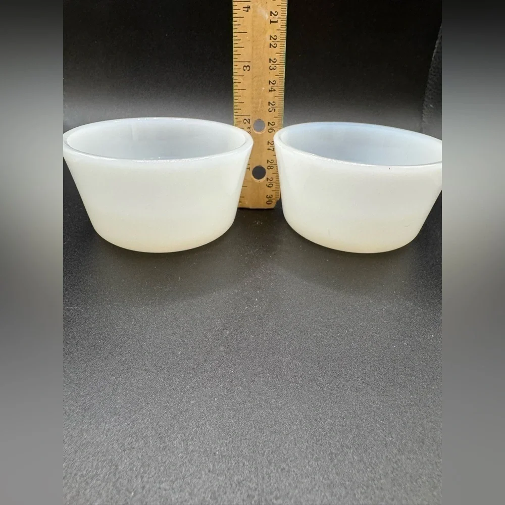 Set of 2 Vintage Glasbake White Milk Glass Custard Dishes #73